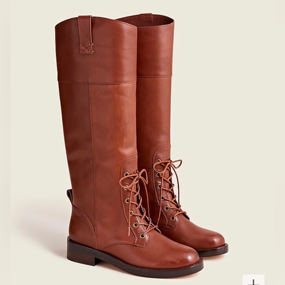 *New J. Crew Leather Lace-up Knee High Boots